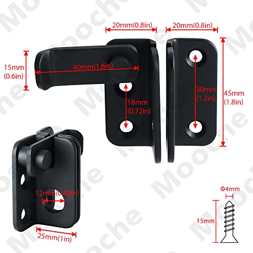Mooche 2Pcs Flip Latch Gate Latches Sliding Door Bolt Latch Safety Door Lock Catch 1.8", Stainless Steel Matte Black, Mms3001B-2P #TOP1