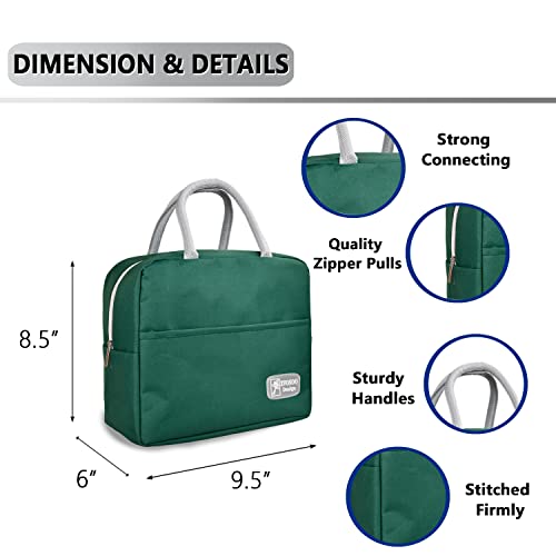 Zvosoo Insulated Lunch Bags For Women And Men, Reusable Lunch Bags, Waterproof Lunch Bag,Multi-Pocket Lunch Bags For Work, Office, Picnic, Outdoor(Green) #TOP2