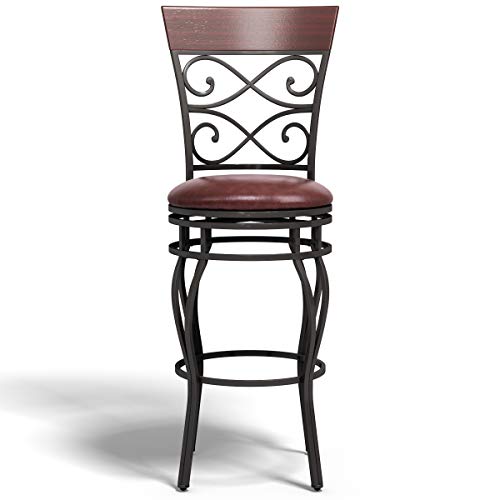 Butacos de bar COSTWAY, set de 4 unidades, giro de 360 grados, altura de 30 pulgadas, asiento acolchado en cuero sintético, estilo retro/vintage, para cocina, bar o pub miniatura 6