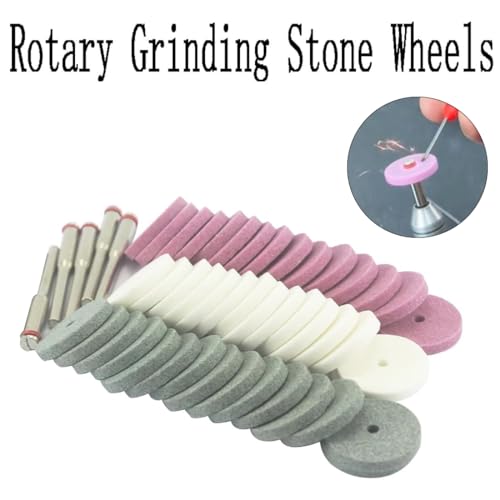 𝐉𝐔𝐍𝐋𝐈𝐗𝐍 50 Pcs Rotary Grinding Stone Wheels - 1/8" Shank Aluminum Oxide Mounted Grinding Wheel Sharpening Kits for Dremel - Thumbnail 4