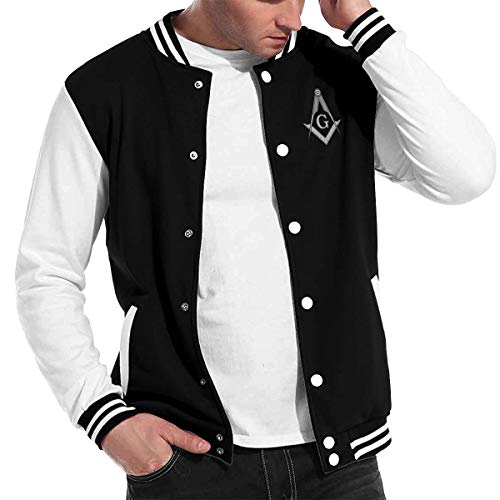 Masonic Square & Compasses Symbol Man Womam Autumn Winter Daily Baseball Uniform Jacket Sport Coat Track Jacket Black
