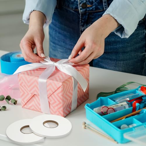 Image of Tatuo 2 Rolls Double Sided Foam Tape PE Foam Tape Sponge Soft Mounting Adhesive for DIY Craft Picture Poster Hanging(1 /2 Inch by 66 Feet,White)