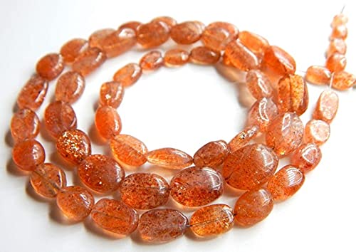 LKBEADS Sunstone Smooth Nugget Beads perle pierre naturelle ovale 9x4
