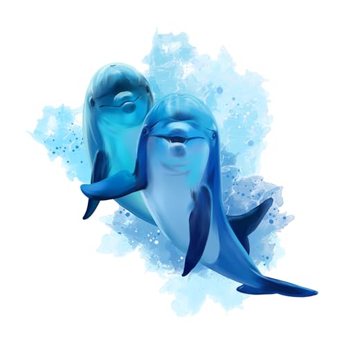 yabaduu YX011 Sticker mural pour chambre d'enfant, fille et garçon, chambre de bébé, salle de bain, fenêtre, décoration murale YX011 (03 dauphins, 20 x 20 cm)