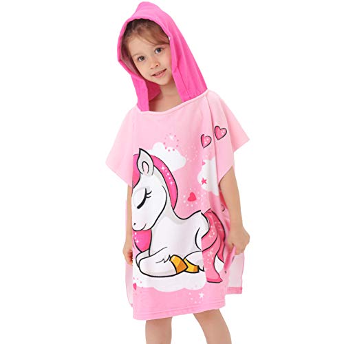Image of NovForth Kids Beach Towel for Boys Girls, Hooded Bath Towel Wrap, Toddler Pool Towel with Hood