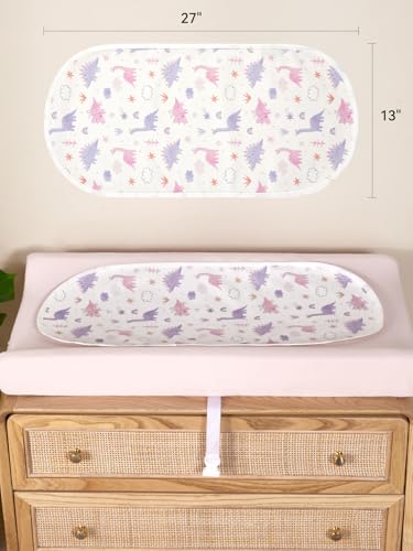 Image of TILLYOU Waterproof Changing Pad Liners 6 Pack, 100% Cotton Reusable Cloth Diaper Liners, Dinosaur