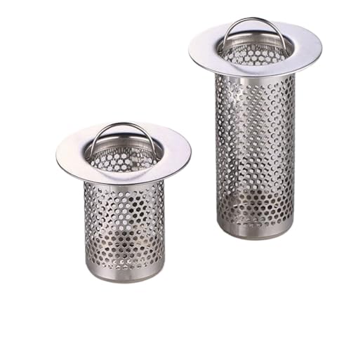 Filtro de desagüe de Suelo de Malla antiplagas con asa, tapón for pelos y Alimentos, escurridor de residuos, colador de Fregadero de Acero Inoxidable(1)