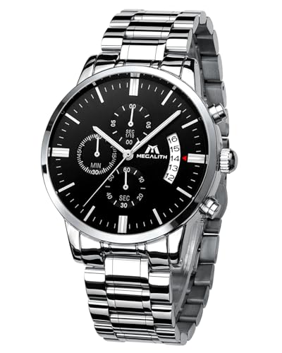 Image of MEGALITH Watch for Man Analog Classic Stainless Steel Waterproof Chronograph Fashion Casual Date Men's Wrist Watches