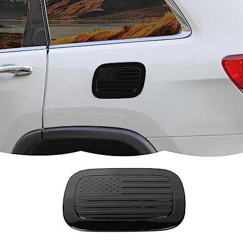 Fuel Filler Door Gas Tank Cap Cover Trim US Flag Decoration Exterior Accessories for Jeep Grand Cherokee 2011-2020,Black