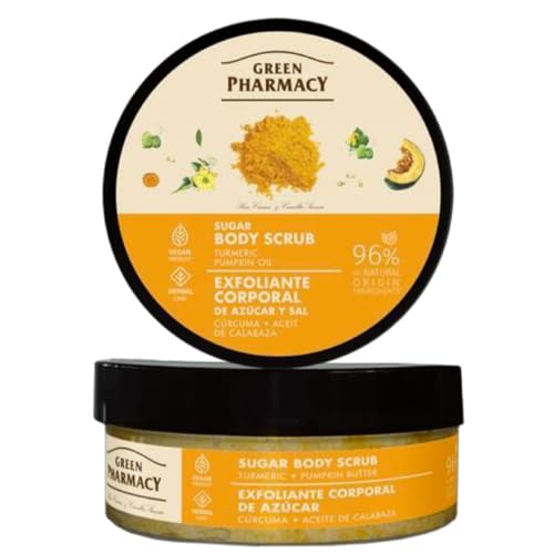 Pack 1 - Exfoliante corporal de azúcar, aceite de cúrcuma y calabaza 200 ml. Green Pharmacy