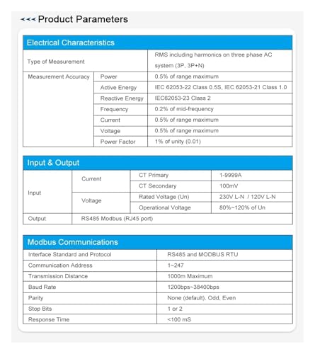 Compteur d'énergie triphasé RS485 SDM630MCT-ML écran rétroéclairé connecté - 4