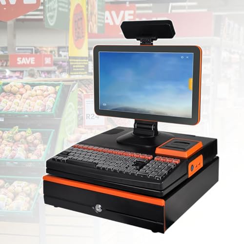 PA-DABAOO Cash Register with Barcode Scanner,All-in-One Pos Cash Register Monitor, Cashier/Scan/Print/Drawer,15.6