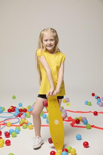 Lilax Girls' Basic Short Puff Sleeve Round Neck Cotton T-Shirt2