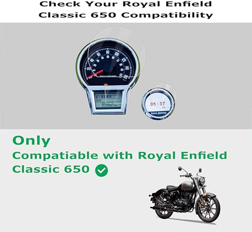 Image of OHAYO 9H Hard Screen Protector for Royal Enfield Classic 650 2025 | RE Goan 350 Classic 2024 with Tripper Navigation | Reborn Classic 350 2022 | Bullet 350 2023 (Non Tripper) Dashboard Instrument Cluster Protector | Military Strength Scratch Resistant