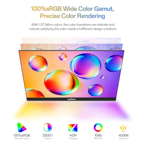 Image of InnoView 27 Inch 5K Portable Monitor 5120x2880 60Hz UHD IPS HDR, Large Portable Monitor for Laptop USB-C HDMI DP Computer Display, Built-in Kickstand & Speakers, for MacBook Pro /Air, PC, Phone