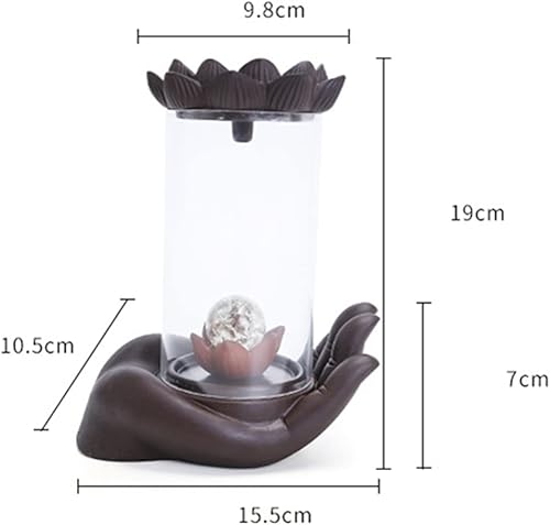 Miniatura 6 de Quemador de incienso de loto hecho a mano a prueba de viento con bola LED para aromaterapia para el hogar, oficina, casa de té, decorar con