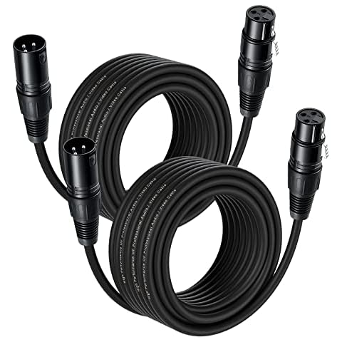 NUOSIYA 10M XLR Cable, 2 Pack 33ft Balanced Microphone XLR Male to Female Extension Cable XLR Jack Extender Cord for Studio Recorder, Mic, Mixer, Speaker System, Phantom Power Cover
