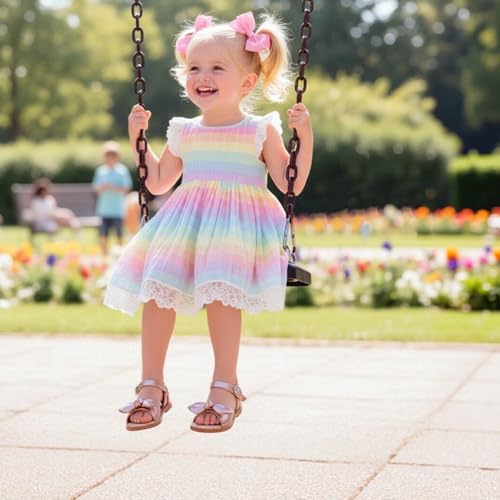 Image of THEE BRON Toddler Girls Sandals Wedding Flower Girl Dress Shoes Open Toe Flats