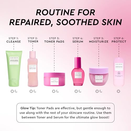 Image of Glow Recipe PDRN+ Repair + Soothe Toner Pads - Fragrance-Free Face Toner Pads for Sensitive Skin - Barrier Repair, Redness Reducing + Calming Hydration with Centella - Korean Skin Care (60 Face Pads)