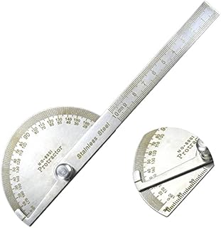 XAVSWRDE Woodworking Protractor 10cm Stainless Steel 0-180 Degree Angle Ruler Detachable Rotary Round Head Protractor Universal Goniometer Angle Finder Tool for Carpenter Painting Drawing Measuring