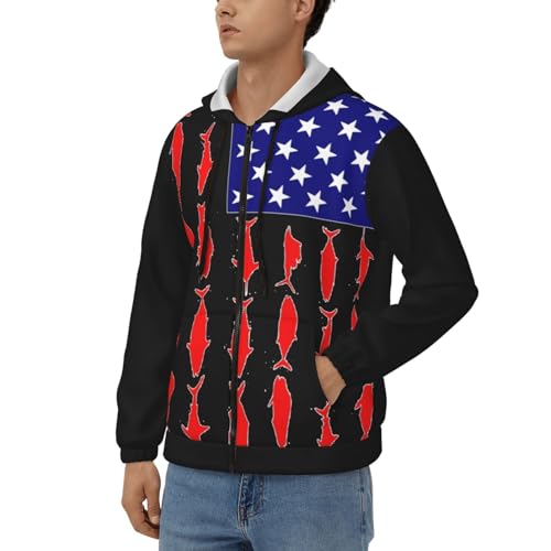 American Fish Flag Men Boy Hoodie Full-Zip Zip-Up Coat Hooded With Pocket2