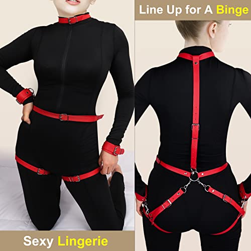 Sex Bondage Bdsm Kit For Couple Play, Restraints Set With Leg Restraint Handcuffs And Thigh Waist Straps, Fashion Underwear Adult Sex Toy For Women, Adjustable Belt Pu Leather Harness #TOP2