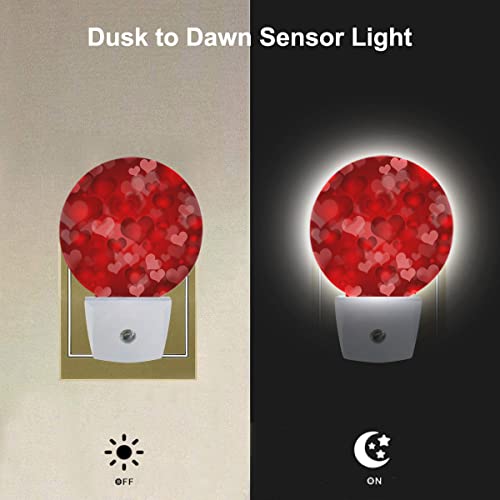 Image of EKOBLA Red Heart Night Light, Romantic Love Valentine Theme Night Lights Plug Into Wall with Auto Sensor for Home Decor