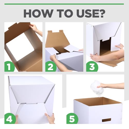 Image of Tioncy 5 Pcs Cardboard Trash Cans Disposable and Reusable Corrugated Cardboard Trash Cans Recycling Bins Bulk with 10 Garbage Bags White Garbage Boxes for Parties Events(13 Gallon)