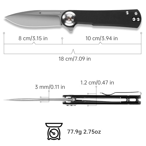 Pocket Knife: 3.15" Black Folding Knife with Button Lock, EDC Knives for men, D2 Steel Blade & G10 Handle – Easy Fold/Unlock with Pocket Clip for Camping, Hunting, Wilderness Survival & Gifting 267 - Image 3