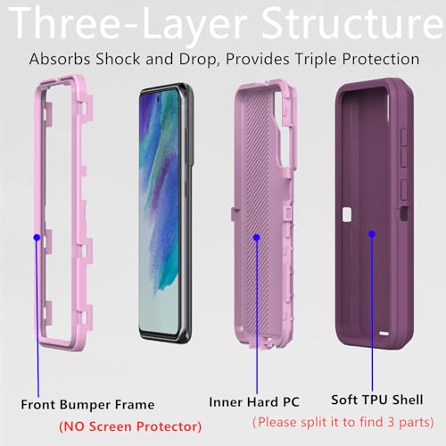 for Samsung Galaxy S24 FE Case, Heavy Duty Defender Case Dustproof Shockproof Protection 3 in 1 Rugged Cover for Samsung Galaxy S24 FE 5G (Purple, S24 FE) by TIOZOLY - Image 2