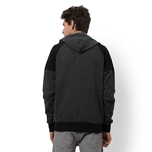Image of CAHOOT Men's Dark Blue Zip-Front Hoodie with Contrast Drawstring for Casual Wear | Long Sleeve | Hooded Neck | Zipper Closure | Cotton Sweatshirt Crafted with Comfort Fit for Everyday Wear