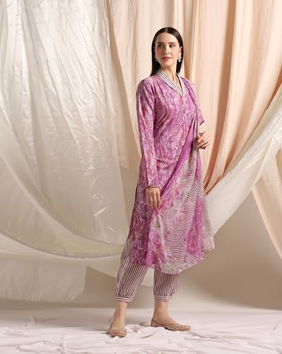 Image of GRECIILOOKS Cotton Blend Kurta Pant With Dupatta For Women | Kurti Set For Women | Festive Kurta Set For Women | Regular Fit Kurta