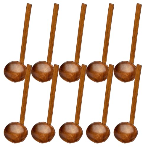 Glavatrix 10 Pcs Wooden Ramen Soup Spoon, 9in Asian Soup Spoons with Long Handle Handcraft Ladle...