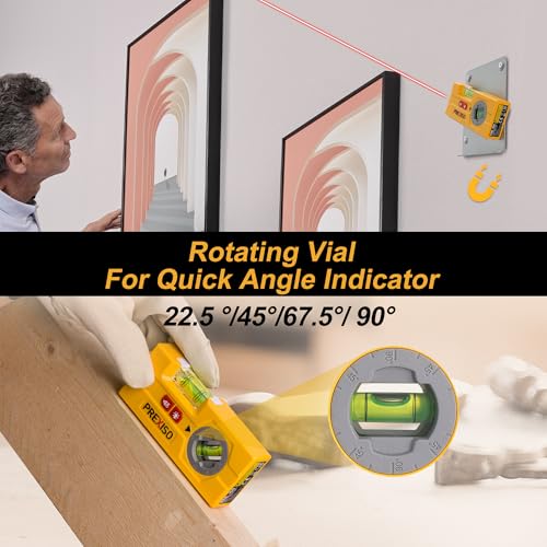 PREXISO 2-in-1 Line Laser Level - Mini Torpedo Level with Light, 3-3/4 inch Rotatable Magnetic Pocket Level & 30Ft Laser Line Leveler Tool for Hanging Picture, Wall Marking Painting, Home Renovation - Image 5