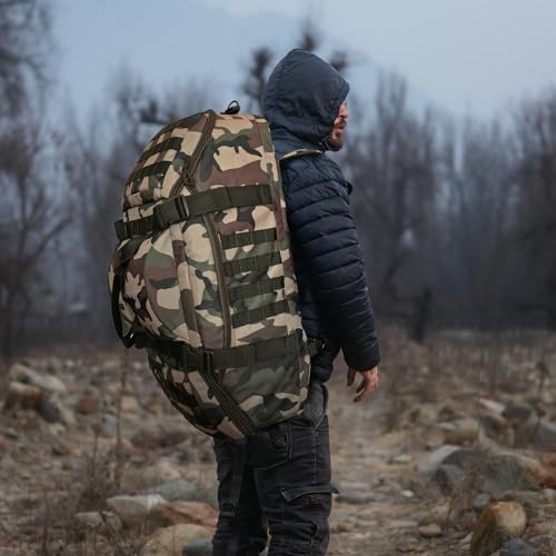 Image of Hannibal Tactical 65L Large Duffle Bag, 3-in-1 Tactical Backpack MOLLE Pack for Gym, Sports, Outdoor, Woodland