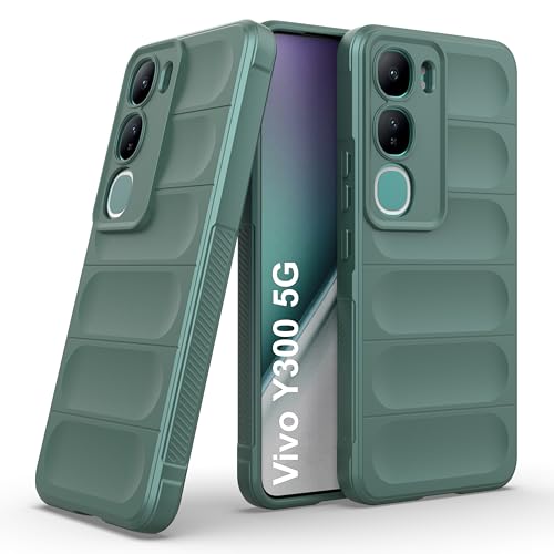 Image of amazon basics Back Case Cover for Vivo Y300 5G | Compatible for Vivo Y300 5G Back Cover | Liquid Silicon Magic Case with Camera Protection | Dark Green