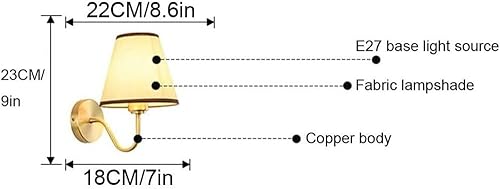 Miniatura 7 de Aplique de pared vintage de una sola cabeza, embudo de lino, lámpara moderna para mesita de noche para dormitorio, mesita de noche, lectura, loft,
