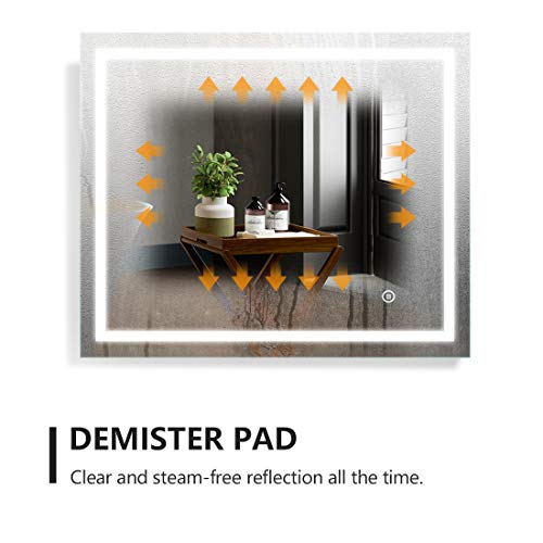 Hausbath Led Bathroom Vanity Mirror - Thin Bathroom Wall Mounted Makeup Mirror with LED Lights, Touch Switch, Demister Pad Waterproof IP44 80x60cm(800 * 600 * 35 mm)