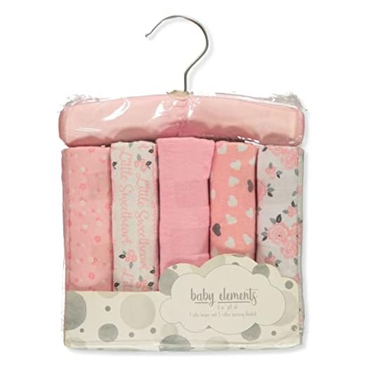 Warm & Cozy 5-Pack Baby Receiving Blankets - 100% Flannel Cotton - 26” x 26” (Roses)