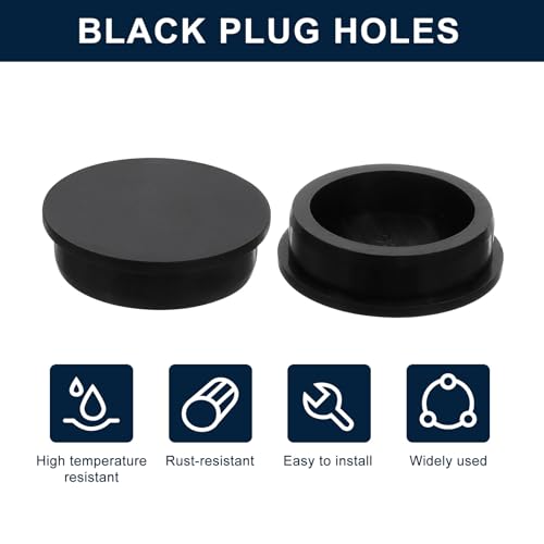 Image of uxcell 2 Pcs Black Plug Holes, Waterproof Rubber Button Plug for 58.5mm / 2.3 inch Hole