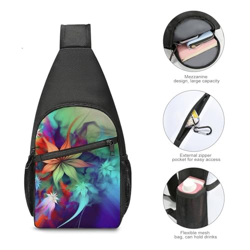 Bolso bandolera deportivo abstracto floral para senderismo miniatura 5