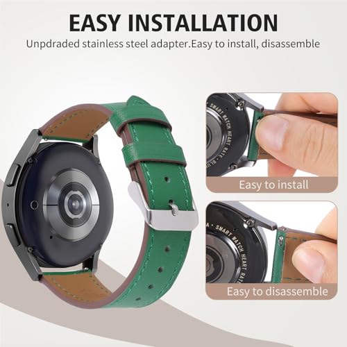 Italy Genuine Leather Watch Bands Men Women Compatible with Samsung Galaxy Watch Band, 20mm 22mm Lugs Watch Straps, Quick Release Wear-resistant Sweat-Resistant Smartwatch Replacement Strap