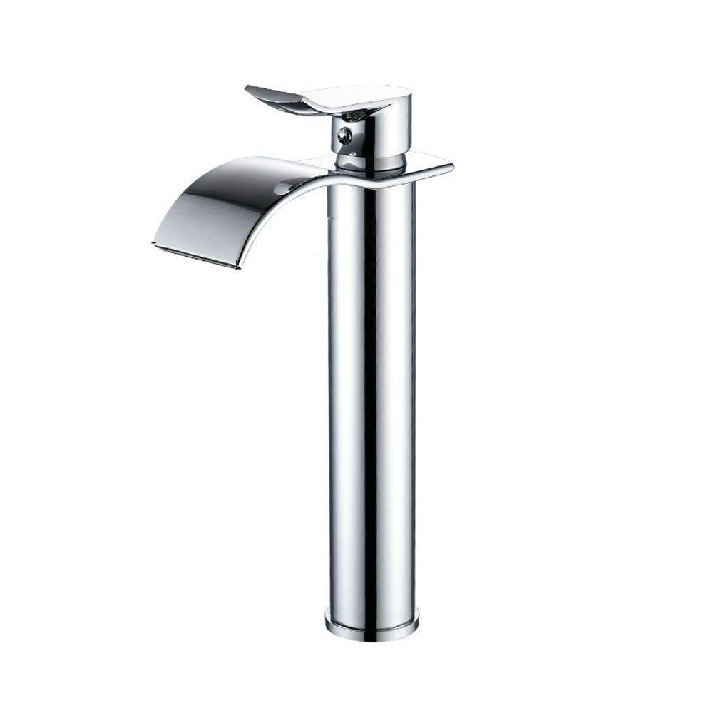 Zychsjxa Silver Mixer Tap Antique Faucet Heightening Above Counter Basin Hot And Cold Mixed Water Flat Mouth Duck Tongue Waterfall Water-Tap It's So Kind Of You