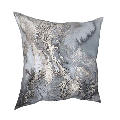 n/a Taie d'oreiller carrée de marbre gris et argenté Polyester Creative Creative Home Coussin Cashion (Color : A, Size : 40x40cm)