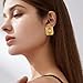 Chunky Gold Square Earrings Hammered Geometric Irregular Crumpled Studs Trendy Statement Jewelry Fashion Gifts for Women