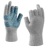 Riverruns Wool Fishing Gloves, 3-Cut Fingerless Winter Gloves Men Women – Warm Gloves for Cold...