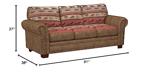 American Furniture Classics Traditional Microfiber Sierra Lodge Sofa in Brown - Thumbnail 3