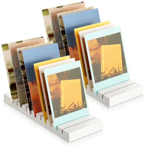 Présentoir de cartes de vœux Noël en bois blanc Marsui 12 emplacements pour maison et bureau x2