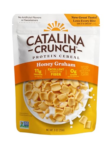 Catalina Crunch Protein Cereal - Sugar Free Breakfast Cereal with 11g of Protein - Gluten Free, Keto Friendly - Honey Graham - 9 oz. Bag (Pack of 1)