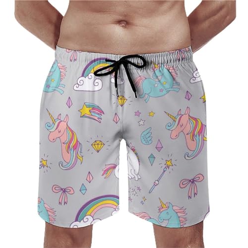 Shorts de bain homme licorne colorée évitant les irritations S